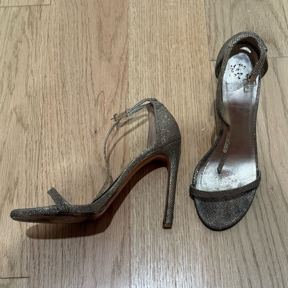 Stuart Weitzman Nudist Platinum High Heel Sandals Stilettos